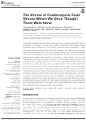 Cover page: The Virome of Cerebrospinal Fluid: Viruses Where We Once Thought There Were None