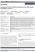 Cover page: Learning from data in dentistry: Summary of the third annual OpenWide conference.