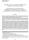 Cover page: Correlates of Active and Passive Smoking in the California Teachers Study Cohort