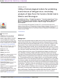 Cover page: Utility of entomological indices for predicting transmission of dengue virus: secondary analysis of data from the Camino Verde trial in Mexico and Nicaragua