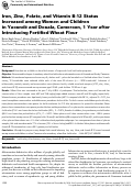 Cover page: Iron, Zinc, Folate, and Vitamin B-12 Status Increased among Women and Children in Yaoundé and Douala, Cameroon, 1 Year after Introducing Fortified Wheat Flour.