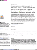 Cover page: Sero-prevalence and determinants of Hepatitis B among a cohort of HIV-infected women of reproductive age in Nigeria