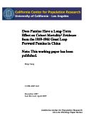 Cover page: Does Famine Have a Long-Term Effect on Cohort Mortality?  Evidence from the 1959-1961 Great Leap Forward Famine in China