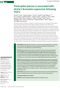 Cover page: Prehospital plasma is associated with distinct biomarker expression following injury