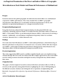 Cover page: An empirical examination of the direct and indirect effects of geographic diversification on stock market and financial performances of multinational corporations