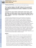 Cover page: The Cognition Battery of the NIH Toolbox for Assessment of Neurological and Behavioral Function: Validation in an Adult Sample