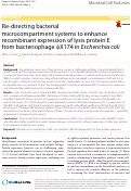 Cover page: Re-directing bacterial microcompartment systems to enhance recombinant expression of lysis protein E from bacteriophage ϕX174 in Escherichia coli