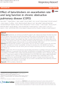 Cover page: Effect of beta-blockers on exacerbation rate and lung function in chronic obstructive pulmonary disease (COPD)