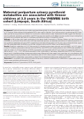 Cover page: Maternal peripartum urinary pyrethroid metabolites are associated with thinner children at 3.5 years in the VHEMBE birth cohort (Limpopo, South Africa)