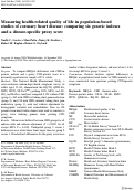 Cover page: Measuring health-related quality of life in population-based studies of coronary heart disease: comparing six generic indexes and a disease-specific proxy score