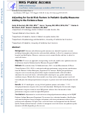 Cover page: Adjusting for Social Risk Factors in Pediatric Quality Measures: Adding to the Evidence Base.