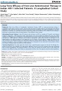 Cover page: Long-Term Efficacy of First Line Antiretroviral Therapy in Indian HIV-1 Infected Patients: A Longitudinal Cohort Study