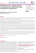 Cover page: Evaluation of iron, copper and zinc concentrations in commercial foods formulated for healthy cats.