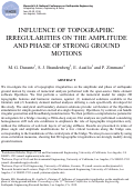 Cover page: Influence of topographic irregularities on the asyncronism of strong ground motions