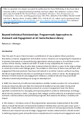 Cover page: Beyond Individual Relationships: Programmatic Approaches to Outreach and Engagement at UC Santa Barbara Library