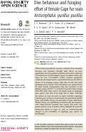 Cover page: Dive behaviour and foraging effort of female Cape fur seals Arctocephalus pusillus pusillus