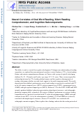 Cover page: Neural correlates of oral word reading, silent reading comprehension, and cognitive subcomponents