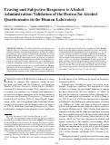 Cover page: Craving and subjective responses to alcohol administration: validation of the desires for alcohol questionnaire in the human laboratory.