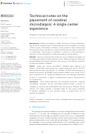 Cover page: Technical notes on the placement of cerebral microdialysis: A single center experience