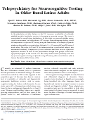 Cover page: Telepsychiatry for Neurocognitive Testing in Older Rural Latino Adults