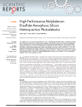 Cover page: High Performance Molybdenum Disulfide Amorphous Silicon Heterojunction Photodetector