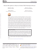 Cover page: Emotion Recognition in Objects in Patients With Neurological Disease