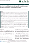 Cover page: Leukotriene B4 activates intracellular calcium and augments human osteoclastogenesis