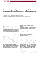 Cover page: Unsupportive parenting and internalising behaviour problems in children with or without intellectual disability