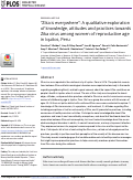 Cover page: Zika is everywhere: A qualitative exploration of knowledge, attitudes and practices towards Zika virus among women of reproductive age in Iquitos, Peru.