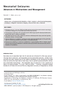 Cover page: Neonatal Seizures Advances in Mechanisms and Management