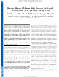 Cover page: Raising Happy Children Who Succeed in School: Lessons From China and the United States