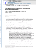 Cover page: Maternal programming: Application of a developmental psychopathology perspective