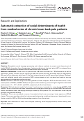 Cover page: Automatic extraction of social determinants of health from medical notes of chronic lower back pain patients.