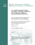 Cover page: U.S. residential consumer product information: Validation of methods for post-stratification weighting of Amazon Mechanical Turk surveys