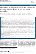 Cover page: Localization of lipoprotein lipase and GPIHBP1 in mouse pancreas: effects of diet and leptin deficiency