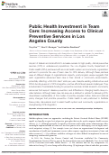 Cover page: Public Health Investment in Team Care: Increasing Access to Clinical Preventive Services in Los Angeles County