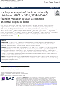 Cover page: Haplotype analysis of the internationally distributed BRCA1 c.3331_3334delCAAG founder mutation reveals a common ancestral origin in Iberia