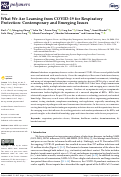 Cover page: What We Are Learning from COVID-19 for Respiratory Protection: Contemporary and Emerging Issues