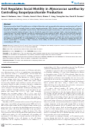 Cover page: FrzS Regulates Social Motility in Myxococcus xanthus by Controlling Exopolysaccharide Production
