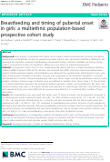 Cover page: Breastfeeding and timing of pubertal onset in girls: a multiethnic population-based prospective cohort study