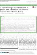 Cover page: A novel technique for detoxification of phenol from wastewater: Nanoparticle Assisted Nano Filtration (NANF)