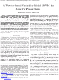 Cover page: A Wavelet-Based Variability Model (WVM) for Solar PV Power Plants