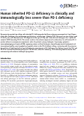 Cover page: Human inherited PD-L1 deficiency is clinically and immunologically less severe than PD-1 deficiency.