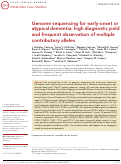 Cover page: Genome sequencing for early-onset or atypical dementia: high diagnostic yield and frequent observation of multiple contributory alleles