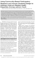 Cover page: Using Community-Based Participatory Research and Human-Centered Design to Address Violence-Related Health Disparities Among Latino/a Youth