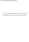 Cover page: Values for gender roles and relations among high school and non‐high school adolescents in a Maya community in Chiapas, Mexico