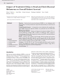 Cover page: Impact of Treatment Delay in Head and Neck Mucosal Melanoma on Overall Patient Survival.