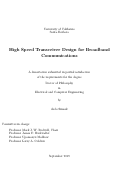 Cover page: High Speed Transceiver Design for Broadband Communications