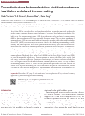 Cover page: Current indications for transplantation: stratification of severe heart failure and shared decision-making.