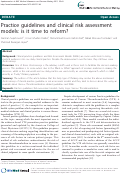 Cover page: Practice Guidelines and Clinical Risk Assessment models: is it time to reform?